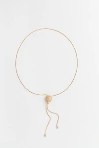 Colar Gravata Pavê Zircônia Banho Ouro 18K