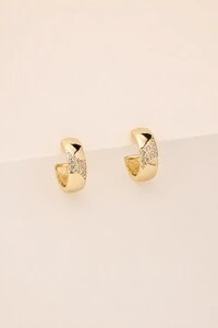 Argola Zircônia Star Banho Ouro 18K