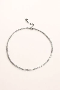 Colar Prateado Choker Zircônia Redonda