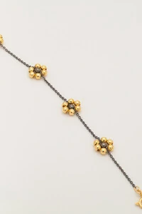 Pulseira Florzinha Grafite e Dourado
