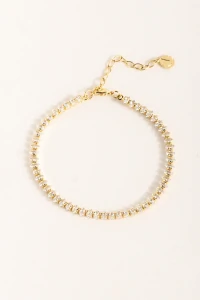 Pulseira Zircônia Navete Dourada