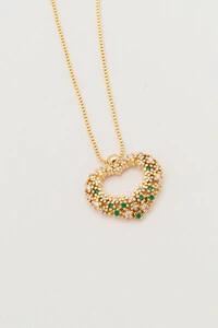 Colar Coração G Zircônia Color Banho Ouro 18K