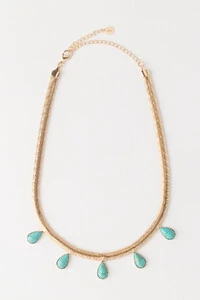 Colar Snake Dourado Gotas Resina