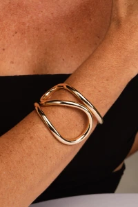 Pulseira Bracelete Curvas Dourada