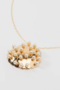 Colar Longo Dourado Concha Pérola