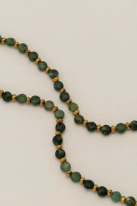 Colar Dawn Jasper Jade Oceano Banho Ouro 18K