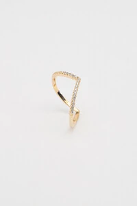 Anel V Zircônia Banho Ouro 18K
