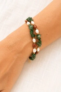 Pulseira Eden Jade Verde Banho Ouro 18K