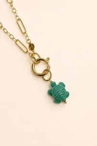Pingente Tartaruga Turquesa Banho Ouro 18K
