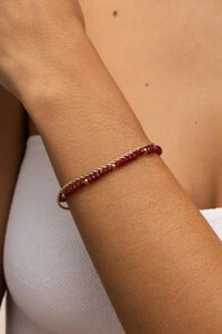 Pulseira Dupla Fiore Jade Fúcsia Banho Ouro 18K