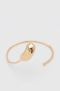 Pulseira Dourada Bean Ponto Zircônia