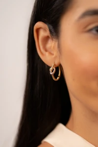 Brinco Argola Nó Texturizada Banho Ouro 18K