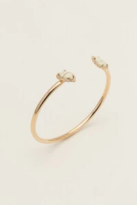 Pulseira Dourada Gota Dupla Resina Off White