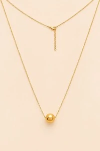 Colar Longo Bola Chic Banho Ouro 18k