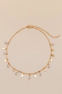 Colar Choker Dourado Biarritz Gotas Zircônia