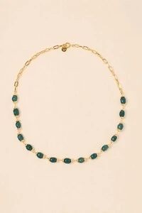 Colar Dawn Jade Azul Banho Ouro 18K