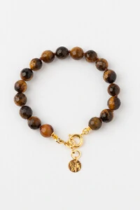Pulseira Eva Olho de Tigre Banho Ouro 18K