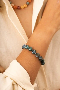 Pulseira Dawn Agatha Azul Mescla Banho Ouro 18K