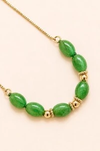 Pulseira Luna Jade Verde Banho Ouro 18K