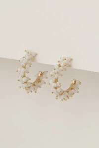 Brinco Argola Dourada Cristais Off White