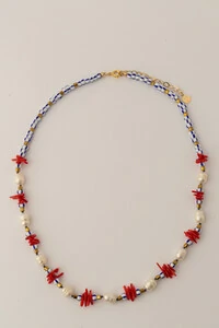 Colar Pérola Natural Palito Coral Fishermen’s Banho Ouro 18K