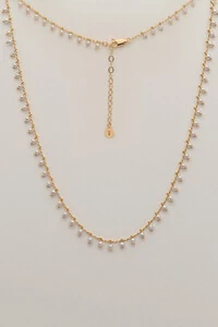 Colar Dourado Choker Mini Pérolas