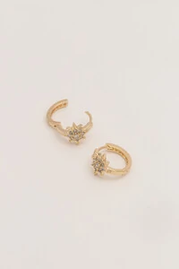 Brinco Argola Sol Zircônia Banho Ouro 18K