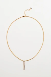 Colar Malha Italiana Zircônia Baguete Banho Ouro 18K