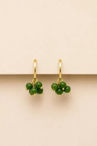 Brinco Palito Cacho Verde Banho Ouro 18K