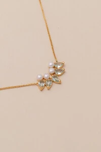 Colar Siena Pérola Gotas Aqua Banho Ouro 18K