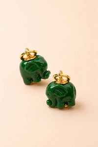 Pingente Duplo Elefantes da Sorte Banho Ouro 18K