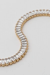 Colar Choker Riviera Zircônia Baguete Dourado