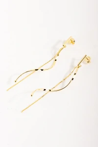 Brinco Palito Curva Corrente Banho Ouro 18K