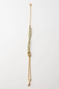 Pulseira Entrelaçada Zircônia Verde Banho Ouro 18K