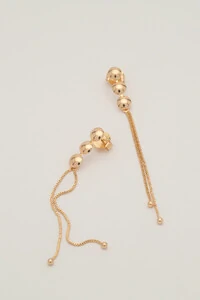 Brinco Dourado Trio Bolas Fios