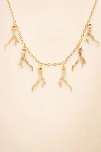 Colar Dourado Jeunesse Longo Resina Nude
