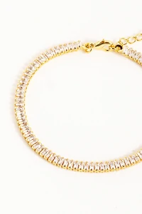 Pulseira Riviera Zircônia Baguete Dourada