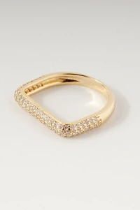 Anel Quadrado Zircônia Banho Ouro18K