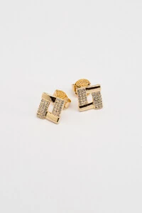 Brinco Square Zircônia Banho Ouro 18k