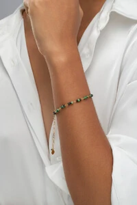 Pulseira Rubizoisita Banho Ouro 18K