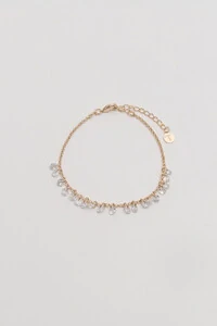 Pulseira Dourada Elos Portugueses Zircônia Cristal