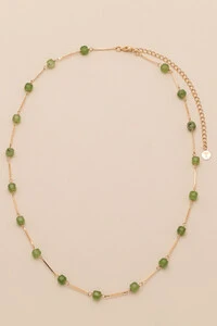 Colar Vitta Cubo Prehnita Banho Ouro 18K
