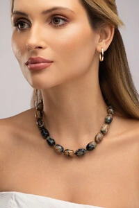Colar Curto Agatha Mescla Bahia Banho Ouro 18K