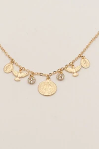 Colar Pingentes Medalhas Banho Ouro 18K