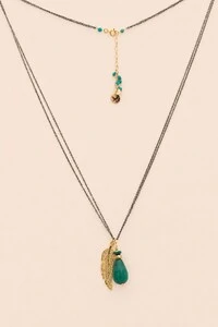 Colar Gaia Gota Jade Verde Banho Ouro 18k