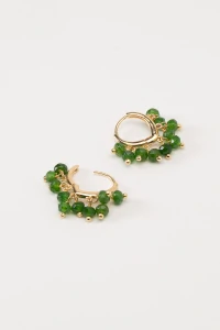 Brinco Argola Cachinho Jade Oliva Banho Ouro 18K