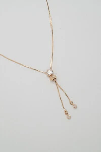 Colar Gravata Dourado Ponto de Luz
