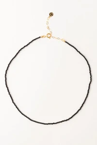 Colar Choker Fio Mini Cristal Preto Banho Ouro 18K