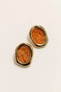 Brinco Dourado Orgânico Couro Tilápia Coral