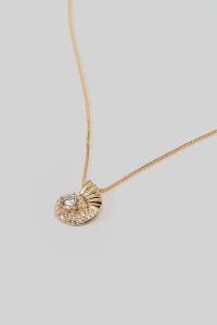 Colar Caracol Zircônia Banho Ouro 18K